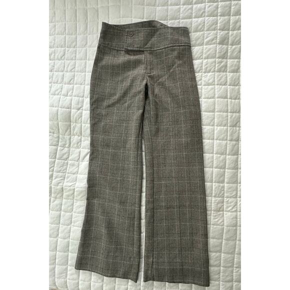 Vintage SPRING STREET Pants Womens 8 Brown Plaid Flare Trouser Retro Y2K Preppy - Picture 1 of 12